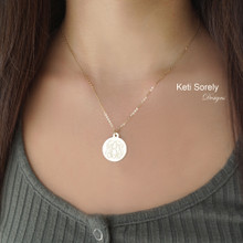 Personalized Disc Necklace Monogram Initials  - Choose Your Metal