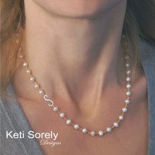 Dainty Freshwater Pearl Necklace with Your Initial - Choose Your Metal