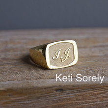 Personalized Initials Signet Ring for Man  - Choose Your Metal