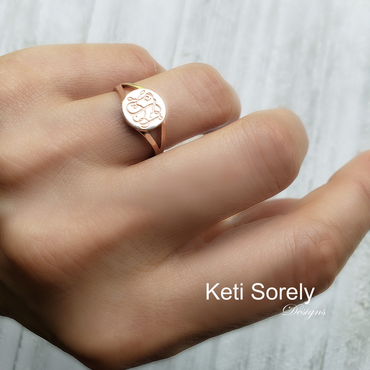Personalized signet ring with monogram Initials - available in Sterling  Silver, 10K gold, 14K gold or 18K gold