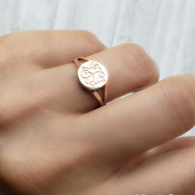  Round Signet Ring with Hand Engraved Monogram Initials - Choose Metal