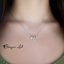 Single Initial Necklace With Personalized Birthstone & Pearl Charms