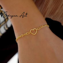 Heart Figaro Bracelet - Trendy Heart - Figaro Chain - Choose Metal