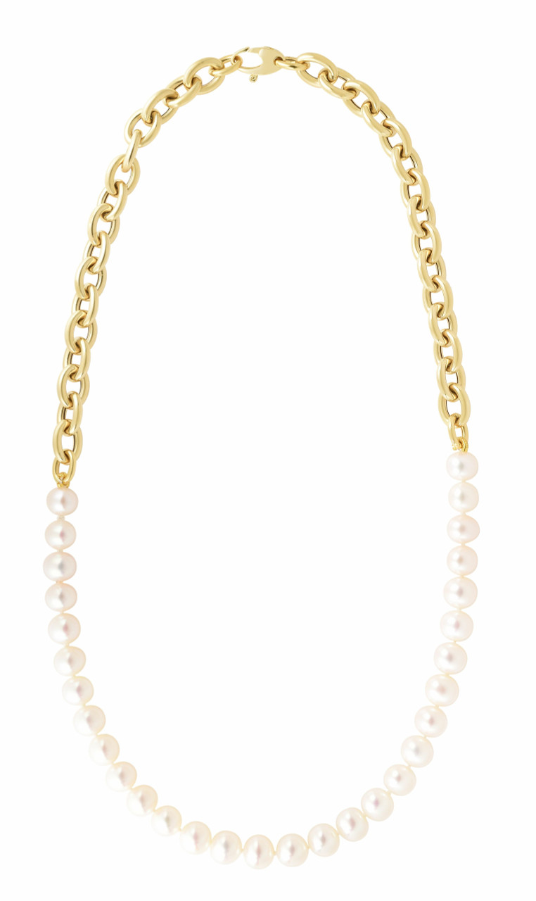 Silver Pendant Chunky Pearl Necklace (Unisex) | Flaire & Co.