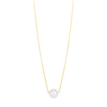 14K Gold Freshwater Pearl Solitaire Necklace. Yellow, White or Rose Gold - Single Pearl Necklace