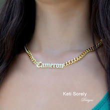 Personalized Name Necklace With Large Curb Chain - Choose Your Metal