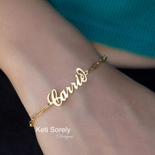Personalized Name Bracelet With Paper Clip Chain -  Choose Your Metal