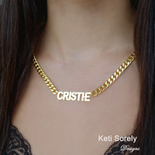Your Name Necklace With Large Curb Chain - Choose Your Metal