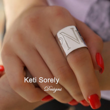 Tube Ring With Engraved Monogram Initials  - Choose Your Metal