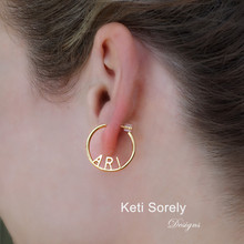  Small Hoop Earrings with Your Name - Sterling Silver, Yellow or Rose Gold