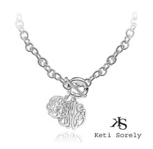 Mother and Child Initials Monogrammed Necklace - Sterling Silver
