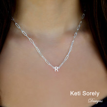 Paperclip Chain Initial Necklace - Choose Your Metal