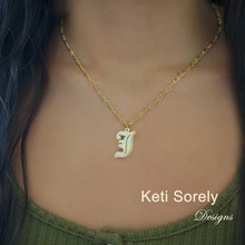 3D Initial Necklace with Diamond Beading - Choose Metal