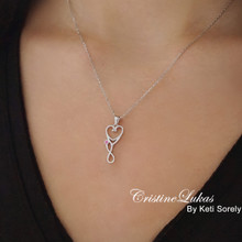  Stethoscope Infinity Necklace with Genuine Birthstones - Choose Your metal