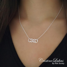 Sideways Double Infinity Necklace In Solid Gold