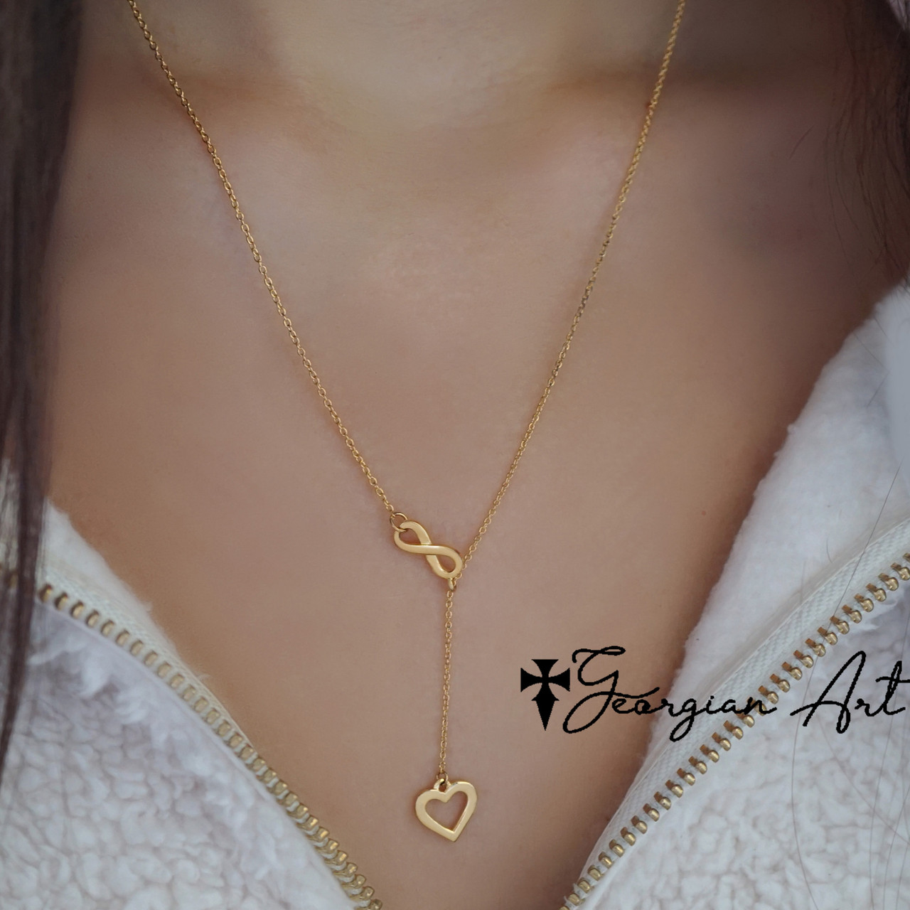 Couple's Gemstone Infinity Heart Necklace (2 Stones) | Zales