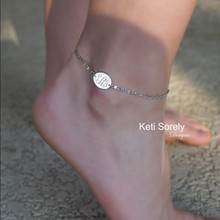 Personalized Oval Monogram Initials Anklet  With Specialty Chain.