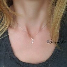 Solid Gold Small Moon Necklace in Yellow, Rose or White Gold