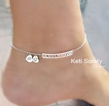 Custom Date Roman Numeral Anklet With Initial Hearts  - Choose Metal