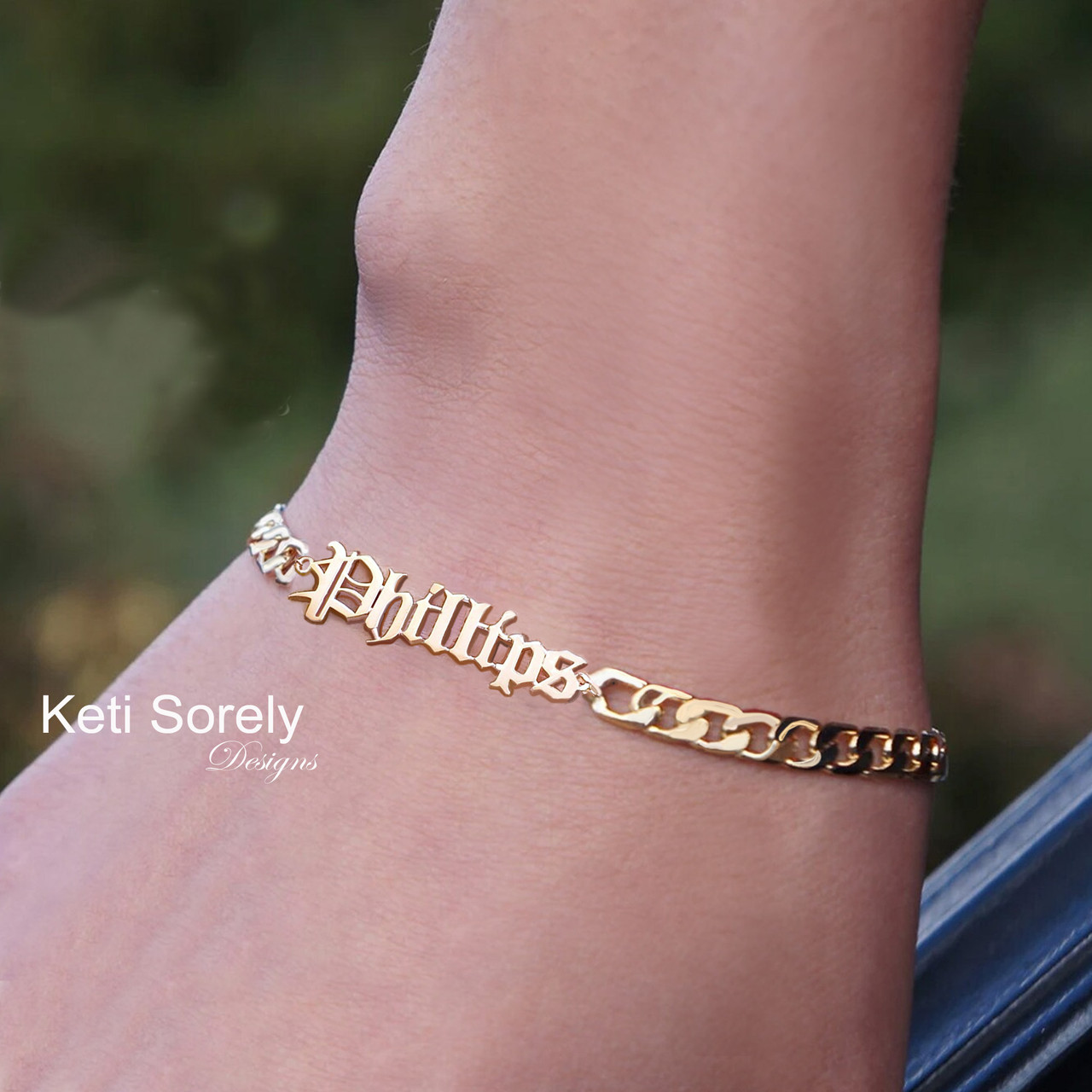 Double Name Bracelet on a Sterling Silver Chain – Ambriz Jewelry