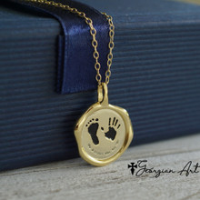 Personalized Hand & Foot Print  Necklace  - Choose Your Metal