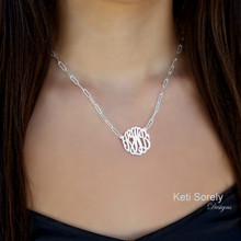 Paperclip Necklace with Monogram Initials - Choose Metal