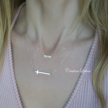 Custom Name or Word Layered Cross Necklace - Choose Metal