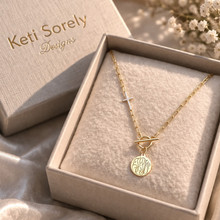 Custom Engraved Monogram Disc, Paperclip Necklace With Cross.