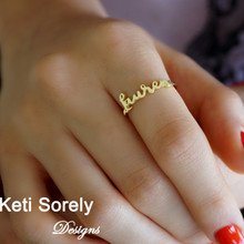 Hand Made Dainty Name Ring - Choose Your Metal