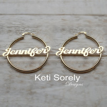 Small Personalized Hoop Name Earrings -  Choose Metal