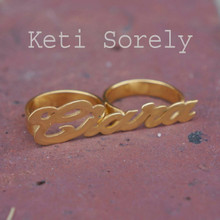Celebrity Style Handcrafted Knuckle Name Ring - Yellow Gold