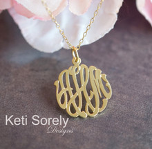 Personalized Script Monogram Charm Pendant  - Yellow, Rose or White Gold