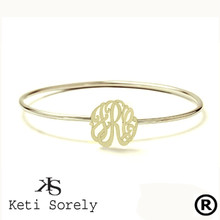Personalized Designer Bangle with Handcrafted Initials - Yellow Gold