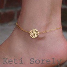 Personalized Monogram Initials Anklet - Yellow Gold