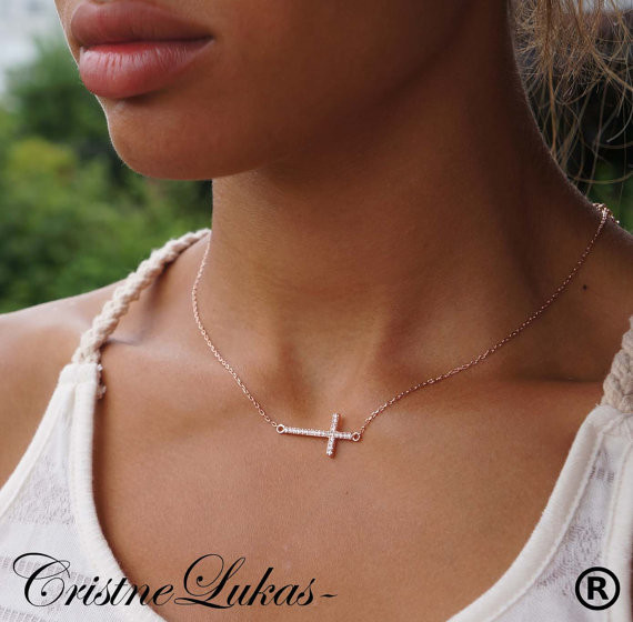 Vine Sideways Cross Necklace | Women's Cross Necklaces on  ChristianJewelry.com