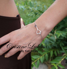 Heart & Key Stacking Bangle In Solid Gold