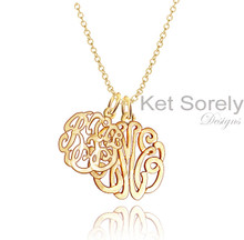 Mother and Child Initials Monogrammed Necklace - Gold