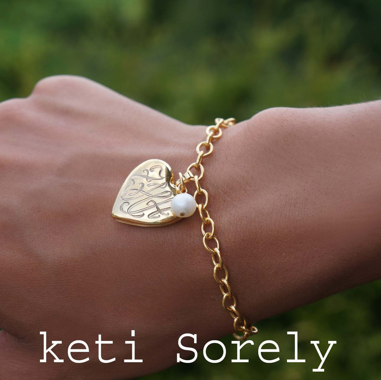 engraved locket bracelet