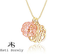 Mother-Child Monogram Initials (Order Any Initials) Yellow and Rose Gold
