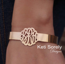 Custom Made Cuff Bangle with Monogrammed Initials - Choose Your Metal