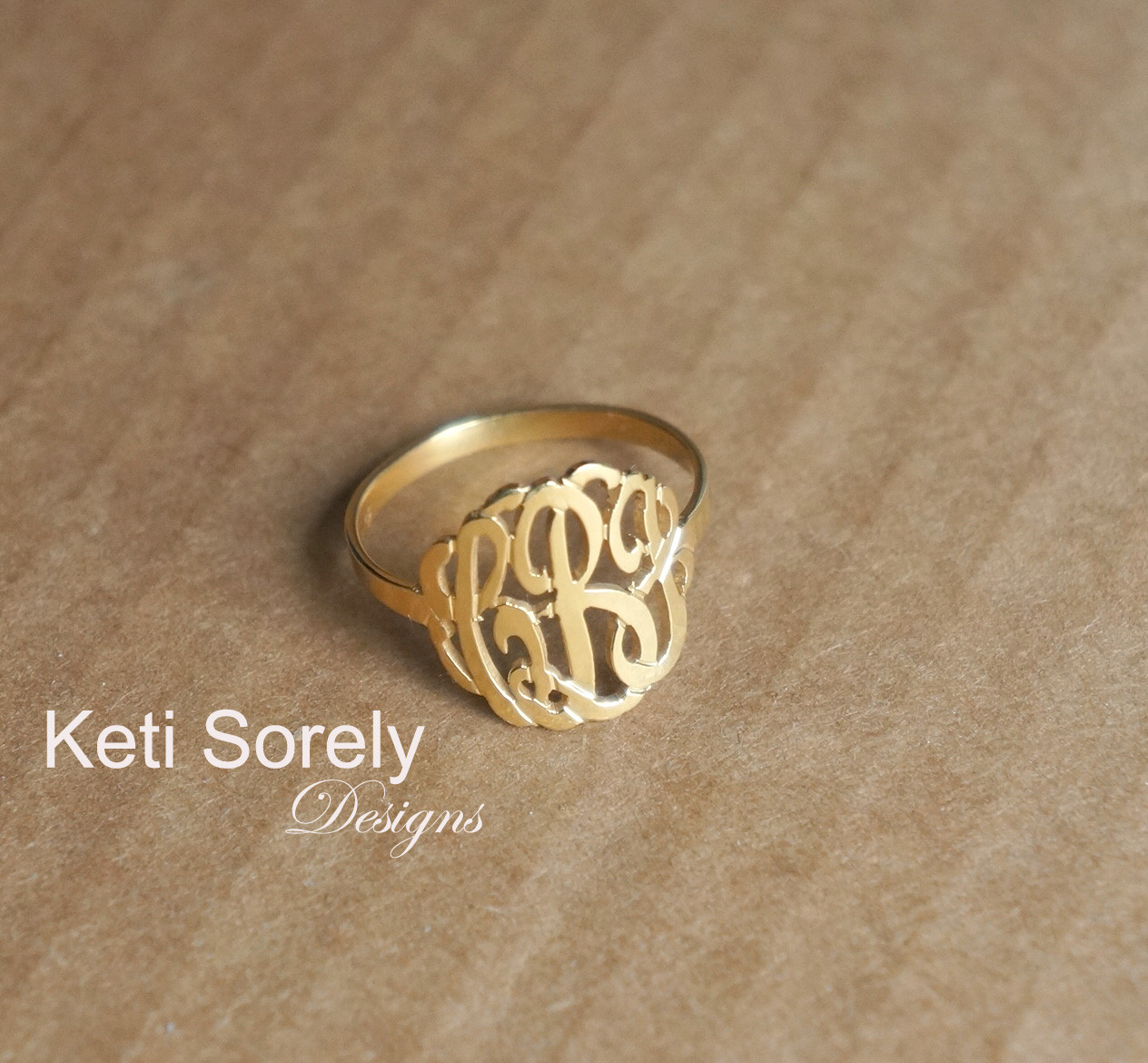 Personalized small monogrammed ring. Order in precious metals: Sterling  Silver, 14K gold filled, 10K gold, 14K gold or 18K gold.