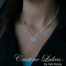 Natural Pearl necklace with Personalized monogram Initials.