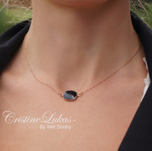 Onyx Stone Necklace in Basel Frame - Rose