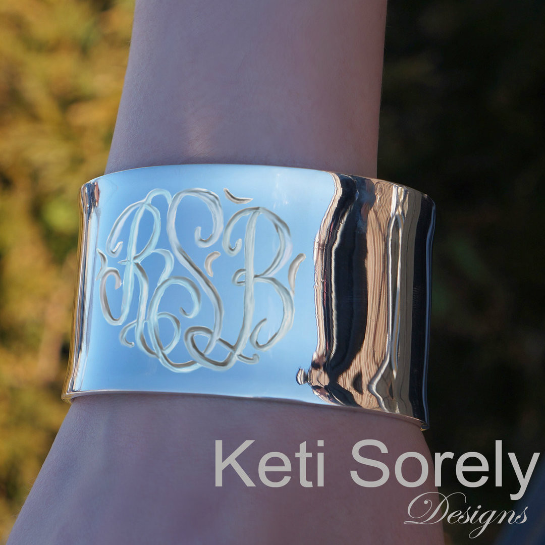 Personalized Rose Gold Monogram Bangle Bracelet