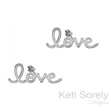 Personalized Name Earrings with Script Font - White