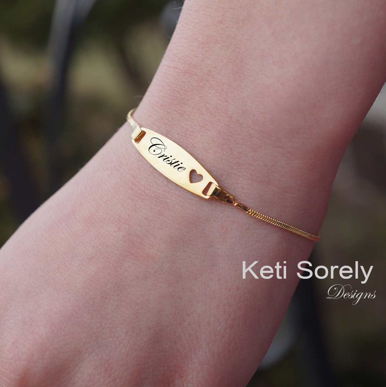 Personalized kids ID bracelet with heart- 14K gold filled