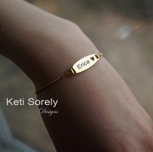 Personalized Block ID Bracelet For kids and Teens - 14K Gold Filled