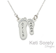 Kids Foot Prints With Personalized Names or Initials - Choose Metal