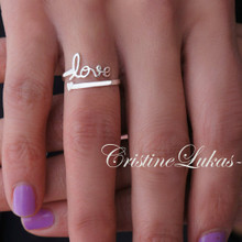Personalized Promise, Expression or Name Ring with By Pass Heart - White Gold