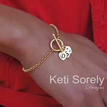 Family Initials Bracelet With Toggle Clasp - 14K Gold Filled